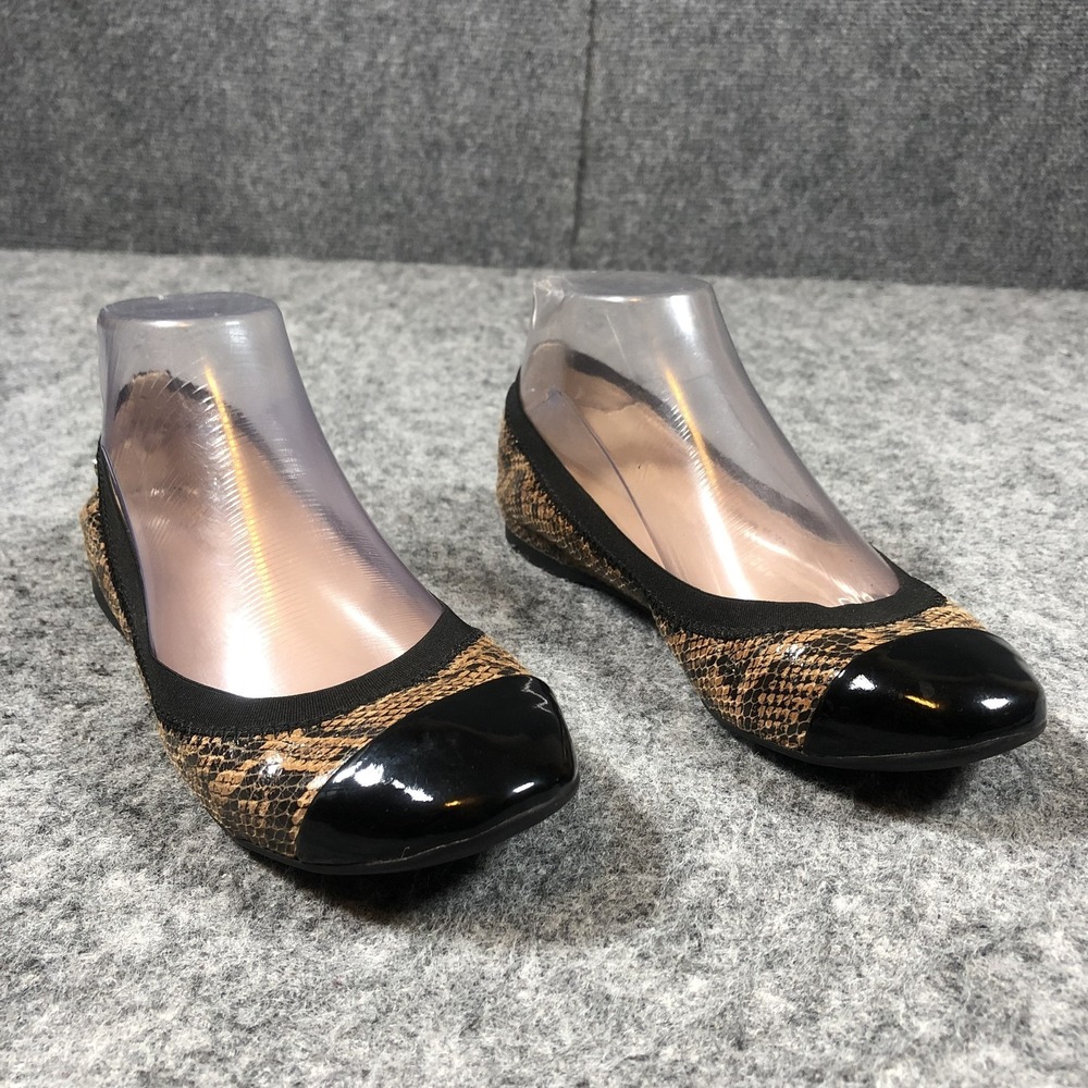 Cole Haan Shoes Womens Size 6.5 B Brown Snake Patent Ballet Flats Slip On